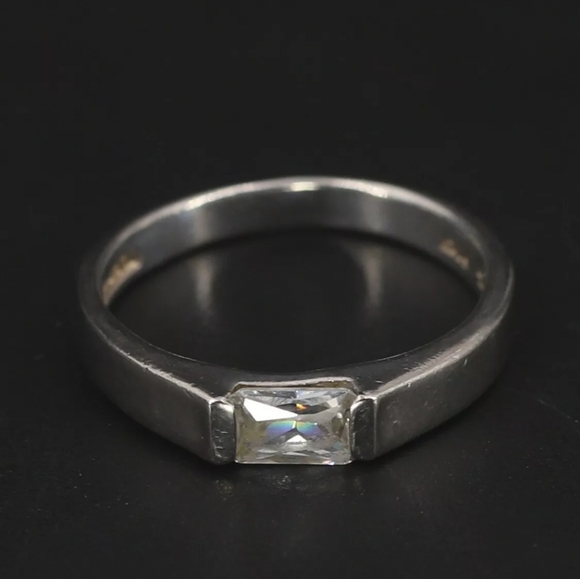 CHAPAL ZENRAY CZ Cubic Zirconia Solitaire Ring Size 6.5 - 2.5g Sterling VTG - Picture 1 of 4